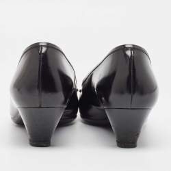Pre Owned Prada Black Leather Loafer Pumps Size 40