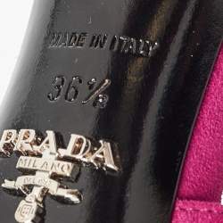 Prada Fuchsia Suede Crystal Embellished Platform Sandals Size 36.5
