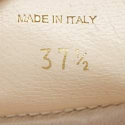 Prada Brown Ostrich Leather Wedge Platform Open Toe Slide Sandals Size 37.5