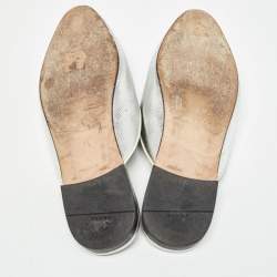 Prada Silver Leather Flat Mules Size 37