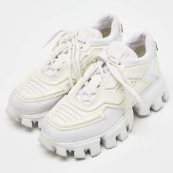 Prada White Mesh And Rubber Cloudbust Thunder Low Top Sneakers Size 36.5