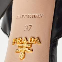 Prada Black Leather Studded Ankle Strap Sandals Size 37