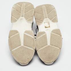 Pre Owned Prada Black Logo Knit Fabric Low Top Sneakers Size 38.5