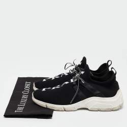 Pre Owned Prada Black Logo Knit Fabric Low Top Sneakers Size 38.5