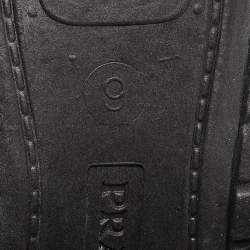 Pre Owned Prada Black Logo Knit Fabric Low Top Sneakers Size 38.5