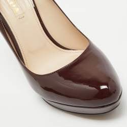 Pre Owned Prada Burgundy Patent Leather Pumps Size 39.5