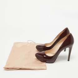 Pre Owned Prada Burgundy Patent Leather Pumps Size 39.5