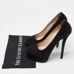 Prada Black Suede Platform Pumps Size 39