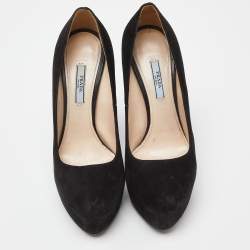 Prada Black Suede Platform Pumps Size 39