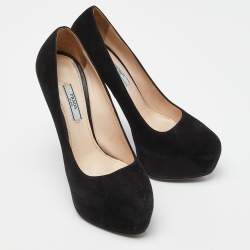 Prada Black Suede Platform Pumps Size 39
