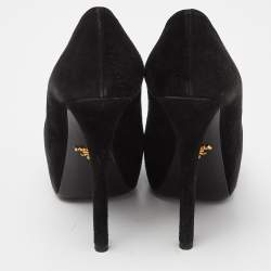 Prada Black Suede Platform Pumps Size 39