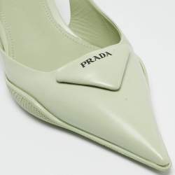 Prada Green Leather Pointed Toe Slingback Pumps Size 39