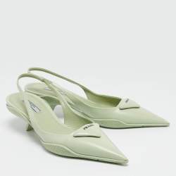 Prada Green Leather Pointed Toe Slingback Pumps Size 39
