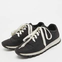 Pre Owned Prada Black Nylon Prax 01 Lace Up Sneakers Size 38.5