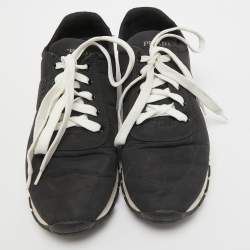 Pre Owned Prada Black Nylon Prax 01 Lace Up Sneakers Size 38.5