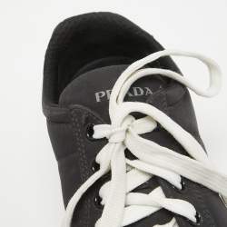 Pre Owned Prada Black Nylon Prax 01 Lace Up Sneakers Size 38.5