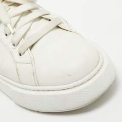 Pre Owned Prada White Leather Low Top Sneakers Size 39