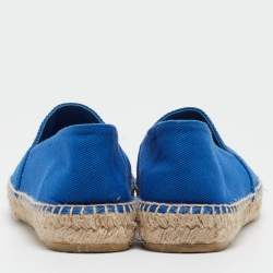 Prada Blue Canvas Espadrille Flats Size 40