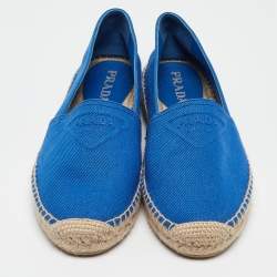Prada Blue Canvas Espadrille Flats Size 40
