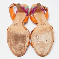 Prada Multicolor Leather Printed Ankle Strap Sandals Size 36