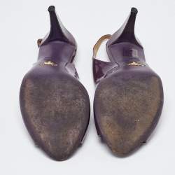 Pre Owned Prada Purple Patent Leather Open Toe Slingback Pumps Size 37