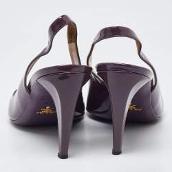 Pre Owned Prada Purple Patent Leather Open Toe Slingback Pumps Size 37