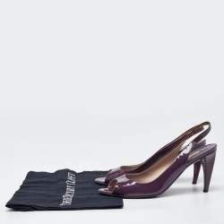 Pre Owned Prada Purple Patent Leather Open Toe Slingback Pumps Size 37