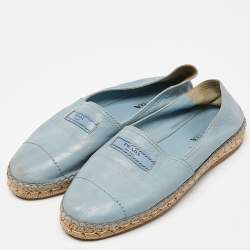 Prada Blue Leather Espadrille Flats Size 41