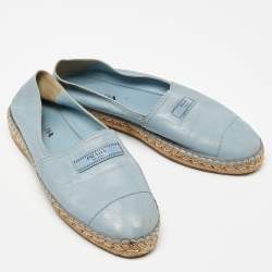 Prada Blue Leather Espadrille Flats Size 41
