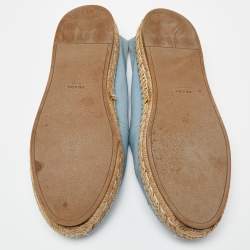 Prada Blue Leather Espadrille Flats Size 41