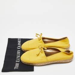 Prada Yellow Leather Espadrilles Slip On Loafers Size 39