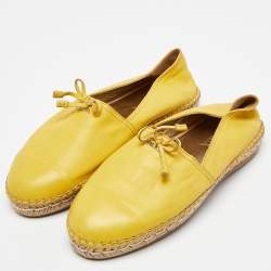 Prada Yellow Leather Espadrilles Slip On Loafers Size 39