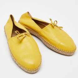 Prada Yellow Leather Espadrilles Slip On Loafers Size 39