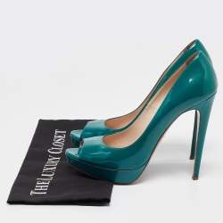 Prada Green Patent Leather Peep Toe Pumps Size 39.5