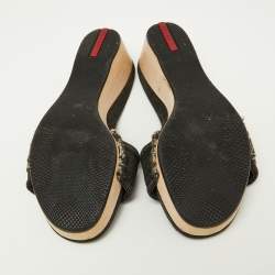 Prada Sport Black Denim Wedge Slide Sandals Size 37