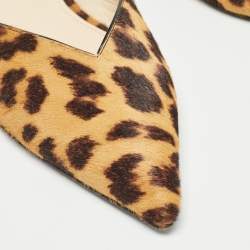Prada Brown Leopard Print Calfhair Slide Mules Size 37