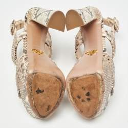 Prada Brown/Beige Python Platform Sandals Size 35