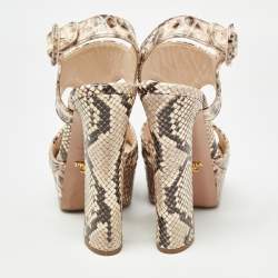 Prada Brown/Beige Python Platform Sandals Size 35