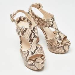 Prada Brown/Beige Python Platform Sandals Size 35