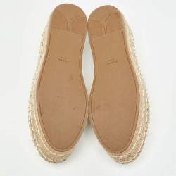 Pre Owned Prada White Leather Platform Slip On Espadrille Flats Size 40.5