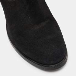 Prada Black Nubuck Leather Ankle Boots Size 39.5