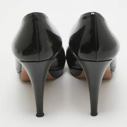 Pre Owned Prada Black Patent Leather Platform Round Toe Pumps Size 40.5