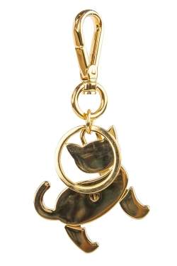 Prada Red Enamel Gold Tone Cat Bag Charm / Key Ring