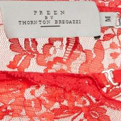 Preen By Thornton Bregazzi Red Floral Patterned Tulle Midi Dress M