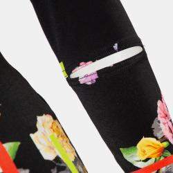 Preen by Thornton Bregazzi Black Floral Printed Jersey Cutout Sleeve Detail Top M