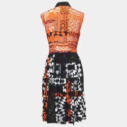 Preen by Thornton Bregazzi Multicolor Starbox Print Silk Sleeveless Midi Shirt Dress XS
