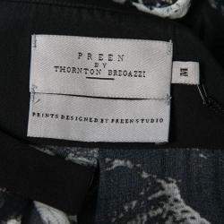 Preen by Thornton Bregazzi Blackbirds Printed Silk Long Sleeve High Low Blouse M