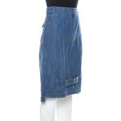 مملوكة م سبقًا Preen Line Blue Patch Denim Pencil Skirt L 