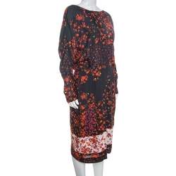 Preen Line Navy Blue Flower Print Viscose Vivian Dress L