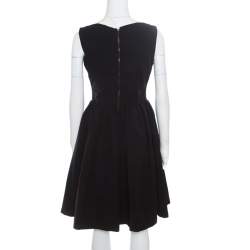 Pre Owned Preen by Thornton Bregazzi Black Plunge Neck Ted Satin Flo Dress XL